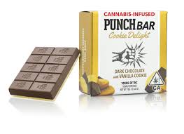 PunchBar Dark Chocolate Cookie Delight 100mg THC edible chocolate bar
