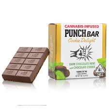 PunchBar Dark Chocolate Mint Cookie Delight 100mg THC edible chocolate bar