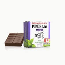 PunchBar Dark Chocolate Mint Extreme 1000mg THC edible chocolate bar with mint flavor