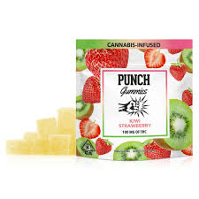 Punch Kiwi Strawberry Gummies 100mg THC edibles with tropical kiwi and strawberry flavor