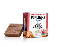 PunchBar Milk Chocolate Caramel Bits 225mg THC edible chocolate bar