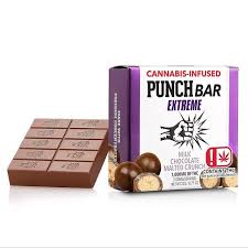 PunchBar Milk Chocolate Malted Crunch Extreme 1000mg THC edible chocolate bar
