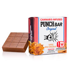 PunchBar Milk Chocolate Toffee 225mg THC edible chocolate bar Oklahoma