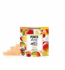 Punch Peach Mango Gummies 100mg THC edibles with peach and mango flavor