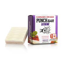 PunchBar Strawberry Cheesecake White Chocolate Extreme 1000mg THC edible chocolate bar