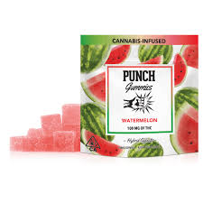 Cart PunchBar Watermelon Gummies 100mg THC edibles in juicy watermelon flavor