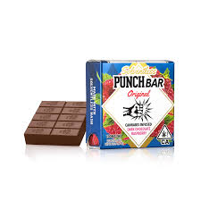 PunchBar Dark Chocolate Raspberry 100mg THC edible chocolate bar